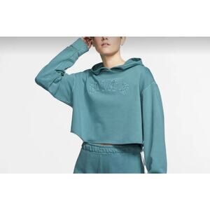 Nike Sportswear Washed Pullover Hoodie Womens Cj4110 Blue Size Small FLAW